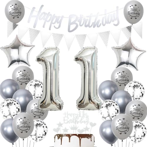 Silber 11 Geburtstag Luftballons, 11 Silber Geburtstagsdekoration Silber, Ballon 11 Geburtstag Mädchen Junge, Silber Geburtstagsdeko 11 Jahre, Silber Luftballon 11. Geburtstag Party Dekoration Silber 11 Geburtstag Luftballons, 11 Silber Geburtstagsdekoration Silber, Ballon 11 Geburtstag Mädchen Junge, Silber Geburtstagsdeko 11 Jahre, Silber Luftballon 11. Geburtstag Party Dekoration von Haosell