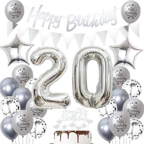 Silber 20 Geburtstag Luftballons, 20 Silber Geburtstagsdekoration Silber, Ballon 20 Geburtstag Frau Mann, Silber Geburtstagsdeko 20 Jahre, Silber Luftballon 20. Geburtstag Party Dekoration Silber 20 Geburtstag Luftballons, 20 Silber Geburtstagsdekoration Silber, Ballon 20 Geburtstag Frau Mann, Silber Geburtstagsdeko 20 Jahre, Silber Luftballon 20. Geburtstag Party Dekoration von Haosell