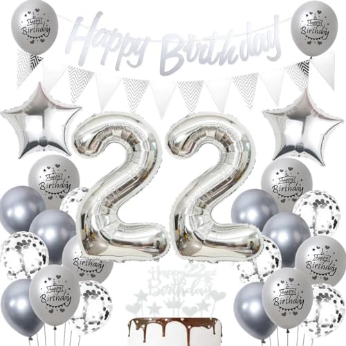Silber 22 Geburtstag Luftballons, 22 Silber Geburtstagsdekoration Silber, Ballon 22 Geburtstag Frau Mann, Silber Geburtstagsdeko 22 Jahre, Silber Luftballon 22. Geburtstag Party Dekoration Silber 22 Geburtstag Luftballons, 22 Silber Geburtstagsdekoration Silber, Ballon 22 Geburtstag Frau Mann, Silber Geburtstagsdeko 22 Jahre, Silber Luftballon 22. Geburtstag Party Dekoration von Haosell