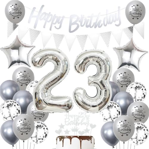 Silber 23 Geburtstag Luftballons, 23 Silber Geburtstagsdekoration Silber, Ballon 23 Geburtstag Frau Mann, Silber Geburtstagsdeko 23 Jahre, Silber Luftballon 23. Geburtstag Party Dekoration Silber 23 Geburtstag Luftballons, 23 Silber Geburtstagsdekoration Silber, Ballon 23 Geburtstag Frau Mann, Silber Geburtstagsdeko 23 Jahre, Silber Luftballon 23. Geburtstag Party Dekoration von Haosell