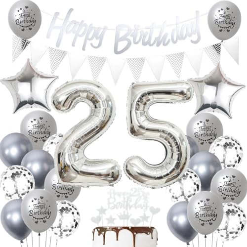 Silber 25 Geburtstag Luftballons, 25 Silber Geburtstagsdekoration Silber, Ballon 25 Geburtstag Frau Mann, Silber Geburtstagsdeko 25 Jahre, Silber Luftballon 25. Geburtstag Party Dekoration Silber 25 Geburtstag Luftballons, 25 Silber Geburtstagsdekoration Silber, Ballon 25 Geburtstag Frau Mann, Silber Geburtstagsdeko 25 Jahre, Silber Luftballon 25. Geburtstag Party Dekoration von Haosell