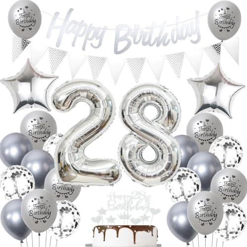 Silber 28 Geburtstag Luftballons, 28 Silber Geburtstagsdekoration Silber, Ballon 28 Geburtstag Frau Mann, Silber Geburtstagsdeko 28 Jahre, Silber Luftballon 28. Geburtstag Party Dekoration Silber 28 Geburtstag Luftballons, 28 Silber Geburtstagsdekoration Silber, Ballon 28 Geburtstag Frau Mann, Silber Geburtstagsdeko 28 Jahre, Silber Luftballon 28. Geburtstag Party Dekoration von Haosell