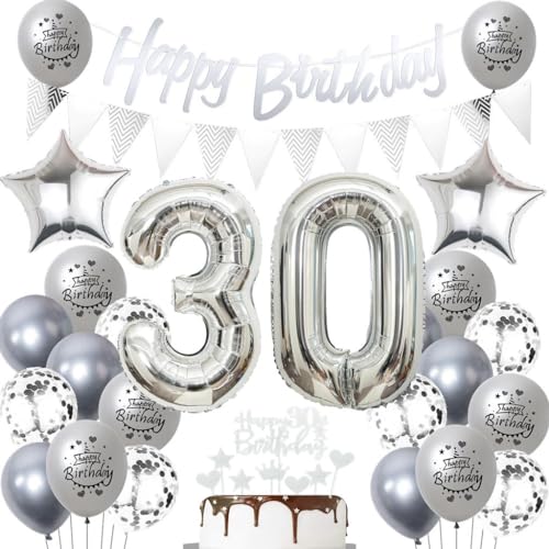 Silber 30 Geburtstag Luftballons, 30 Silber Geburtstagsdekoration Silber, Ballon 30 Geburtstag Frau Mann, Silber Geburtstagsdeko 30 Jahre, Silber Luftballon 30. Geburtstag Party Dekoration Silber 30 Geburtstag Luftballons, 30 Silber Geburtstagsdekoration Silber, Ballon 30 Geburtstag Frau Mann, Silber Geburtstagsdeko 30 Jahre, Silber Luftballon 30. Geburtstag Party Dekoration von Haosell