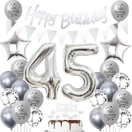 Silber 45 Geburtstag Luftballons, 45 Silber Geburtstagsdekoration Silber, Ballon 45 Geburtstag Frau Mann, Silber Geburtstagsdeko 45 Jahre, Silber Luftballon 45. Geburtstag Party Dekoration Silber 45 Geburtstag Luftballons, 45 Silber Geburtstagsdekoration Silber, Ballon 45 Geburtstag Frau Mann, Silber Geburtstagsdeko 45 Jahre, Silber Luftballon 45. Geburtstag Party Dekoration von Haosell