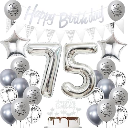 Silber 75 Geburtstag Luftballons, 75 Silber Geburtstagsdekoration Silber, Ballon 75 Geburtstag Frau Mann, Silber Geburtstagsdeko 75 Jahre, Silber Luftballon 75. Geburtstag Party Dekoration Silber 75 Geburtstag Luftballons, 75 Silber Geburtstagsdekoration Silber, Ballon 75 Geburtstag Frau Mann, Silber Geburtstagsdeko 75 Jahre, Silber Luftballon 75. Geburtstag Party Dekoration von Haosell