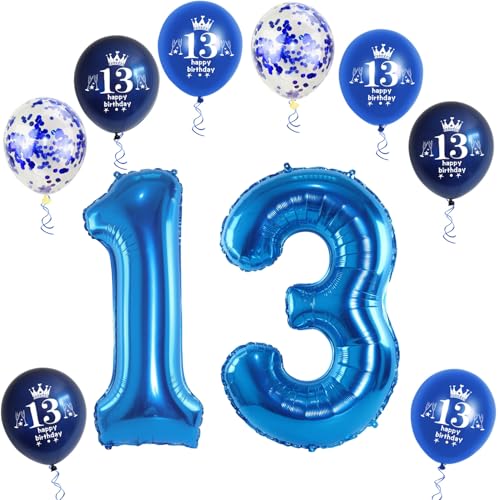 XL Folienballon 13 Geburtstag, Folienballon Zahl 13, Zahl 13 Blau, Luftballons 13, Nummer 13 Luftballon Blau, 32" Geburtstagsdeko Ballon 13 von Haosell