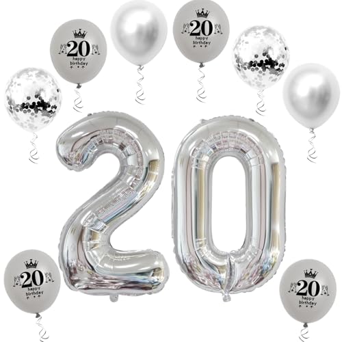 Haosell XL Folienballon 20 Stück, Zahl 20 Silber, Luftballon, 32 Zoll, Geburtstagsdeko, für Männer, die ihren 20. Geburtstag feiern, Jungen Haosell XL Folienballon 20 Stück, Zahl 20 Silber, Luftballon, 32 Zoll, Geburtstagsdeko, für Männer, die ihren 20. Geburtstag feiern, Jungen von Haosell