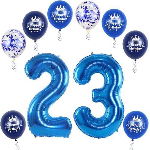 XL Folienballon 23 Geburtstag, Folienballon Zahl 23, Zahl 23 Blau, Luftballons 23, Nummer 23 Luftballon Blau, 32" Geburtstagsdeko Ballon 23 von Haosell