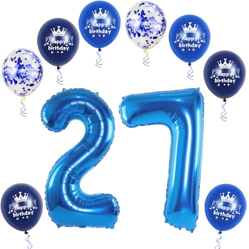 Haosell XL Folienballon 27 Geburtstag, Zahl 27 Blau, 32" Ballon, 1 Stück, Unisex-Kinder und Jugendliche, Geburtstag 27, Kinder und Jugendliche Haosell XL Folienballon 27 Geburtstag, Zahl 27 Blau, 32" Ballon, 1 Stück, Unisex-Kinder und Jugendliche, Geburtstag 27, Kinder und Jugendliche von Haosell