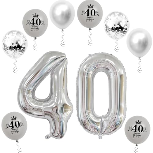 XL Folienballon 40 Geburtstag, Folienballon Zahl 40, Zahl 40 Silber, Luftballons Zahl 40, Nummer 40 Luftballon Silber, 32" Geburtstagsdeko Ballon 40 von Haosell