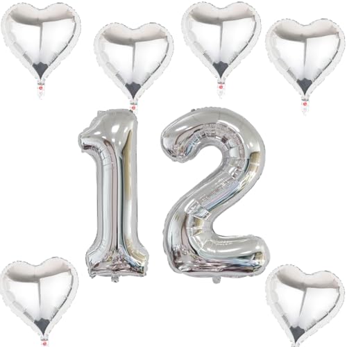 XXL Folienballon 12 Geburtstag, Folienballon Zahl 12, Folienballon Zahl 12 Silber, Luftballons Zahl 12, Nummer 12 Luftballon Silber, Folienballon 40" Geburtstagsdeko Ballon Zahl 12 XXL Folienballon 12 Geburtstag, Folienballon Zahl 12, Folienballon Zahl 12 Silber, Luftballons Zahl 12, Nummer 12 Luftballon Silber, Folienballon 40" Geburtstagsdeko Ballon Zahl 12 von Haosell