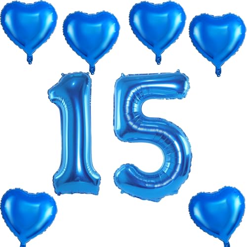 XXL Folienballon 15 Geburtstag, Folienballon Zahl 15, Folienballon Zahl 15 Blau, Luftballons Zahl 15, Nummer 15 Luftballon Blau Junge Mädchen, Folienballon 40" Geburtstagsdeko Ballon Zahl 15 XXL Folienballon 15 Geburtstag, Folienballon Zahl 15, Folienballon Zahl 15 Blau, Luftballons Zahl 15, Nummer 15 Luftballon Blau Junge Mädchen, Folienballon 40" Geburtstagsdeko Ballon Zahl 15 von Haosell