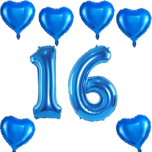 XXL Folienballon 16 Geburtstag, Folienballon Zahl 16, Folienballon Zahl 16 Blau, Luftballons Zahl 16, Nummer 16 Luftballon Blau Junge Mädchen, Folienballon 40" Geburtstagsdeko Ballon Zahl 16 XXL Folienballon 16 Geburtstag, Folienballon Zahl 16, Folienballon Zahl 16 Blau, Luftballons Zahl 16, Nummer 16 Luftballon Blau Junge Mädchen, Folienballon 40" Geburtstagsdeko Ballon Zahl 16 von Haosell