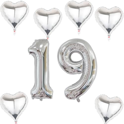 XXL Folienballon 19 Geburtstag, Folienballon Zahl 19, Folienballon Zahl 19 Silber, Luftballons Zahl 19, Nummer 19 Luftballon Silber, Folienballon 40" Geburtstagsdeko Ballon Zahl 19 XXL Folienballon 19 Geburtstag, Folienballon Zahl 19, Folienballon Zahl 19 Silber, Luftballons Zahl 19, Nummer 19 Luftballon Silber, Folienballon 40" Geburtstagsdeko Ballon Zahl 19 von Haosell