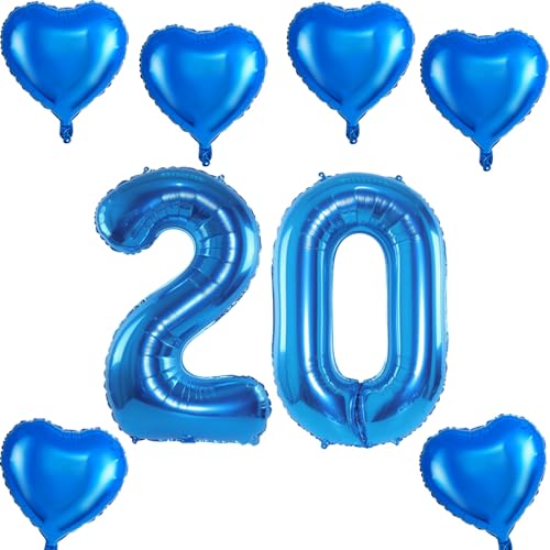 XXL Folienballon 20 Geburtstag, Folienballon Zahl 20, Folienballon Zahl 20 Blau, Luftballons Zahl 20, Nummer 20 Luftballon Blau Manner Frau, Folienballon 40" Geburtstagsdeko Ballon Zahl 20 (20) von Haosell