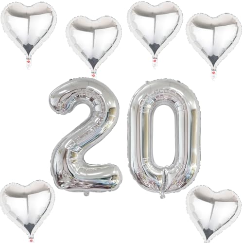 Haosell XXL Folienballon 20 Stück, Zahl 20 Silber, Luftballon, Ballon, Geburtstagsdeko, Kindergeburtstagsparty, Unisex Haosell XXL Folienballon 20 Stück, Zahl 20 Silber, Luftballon, Ballon, Geburtstagsdeko, Kindergeburtstagsparty, Unisex von Haosell