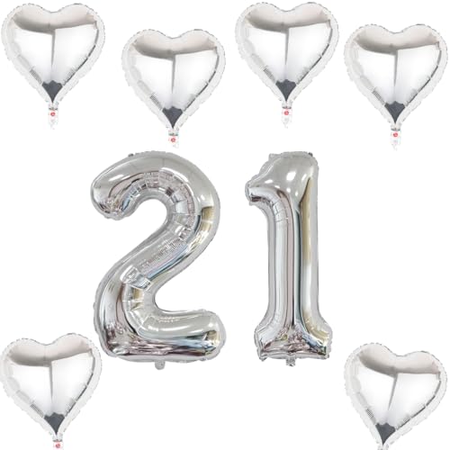 XXL Folienballon 21 Geburtstag, Folienballon Zahl 21, Folienballon Zahl 21 Silber, Luftballons Zahl 21, Nummer 21 Luftballon Silber, Folienballon 40" Geburtstagsdeko Ballon Zahl 21 XXL Folienballon 21 Geburtstag, Folienballon Zahl 21, Folienballon Zahl 21 Silber, Luftballons Zahl 21, Nummer 21 Luftballon Silber, Folienballon 40" Geburtstagsdeko Ballon Zahl 21 von Haosell
