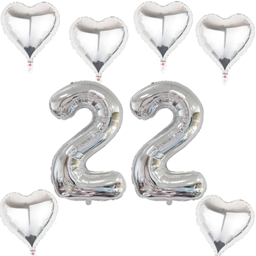 XXL Folienballon 22 Geburtstag, Folienballon Zahl 22, Folienballon Zahl 22 Silber, Luftballons Zahl 22, Nummer 22 Luftballon Silber, Folienballon 40" Geburtstagsdeko Ballon Zahl 22 XXL Folienballon 22 Geburtstag, Folienballon Zahl 22, Folienballon Zahl 22 Silber, Luftballons Zahl 22, Nummer 22 Luftballon Silber, Folienballon 40" Geburtstagsdeko Ballon Zahl 22 von Haosell