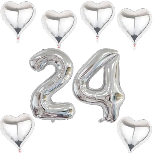 XXL Folienballon 24 Geburtstag, Folienballon Zahl 24, Folienballon Zahl 24 Silber, Luftballons Zahl 24, Nummer 24 Luftballon Silber, Folienballon 40" Geburtstagsdeko Ballon Zahl 24 XXL Folienballon 24 Geburtstag, Folienballon Zahl 24, Folienballon Zahl 24 Silber, Luftballons Zahl 24, Nummer 24 Luftballon Silber, Folienballon 40" Geburtstagsdeko Ballon Zahl 24 von Haosell