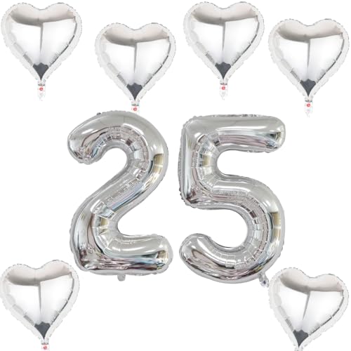 XXL Folienballon 25 Geburtstag, Folienballon Zahl 25, Folienballon Zahl 25 Silber, Luftballons Zahl 25, Nummer 25 Luftballon Silber, Folienballon 40" Geburtstagsdeko Ballon Zahl 25 XXL Folienballon 25 Geburtstag, Folienballon Zahl 25, Folienballon Zahl 25 Silber, Luftballons Zahl 25, Nummer 25 Luftballon Silber, Folienballon 40" Geburtstagsdeko Ballon Zahl 25 von Haosell