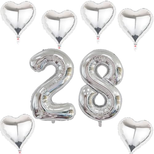 XXL Folienballon 28 Geburtstag, Folienballon Zahl 28, Folienballon Zahl 28 Silber, Luftballons Zahl 28, Nummer 28 Luftballon Silber, Folienballon 40" Geburtstagsdeko Ballon Zahl 28 XXL Folienballon 28 Geburtstag, Folienballon Zahl 28, Folienballon Zahl 28 Silber, Luftballons Zahl 28, Nummer 28 Luftballon Silber, Folienballon 40" Geburtstagsdeko Ballon Zahl 28 von Haosell