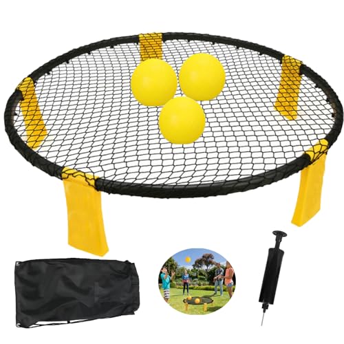 Roundnet Set mit 3 Bällen,Netz,Ballpumpe & Tasche,Outdoor Spike Ball Spiel für Strand,Garten, Park & Rasen,Tragbares PVC Mini Volleyball Set für Kinder & Erwachsene von Haoutdory