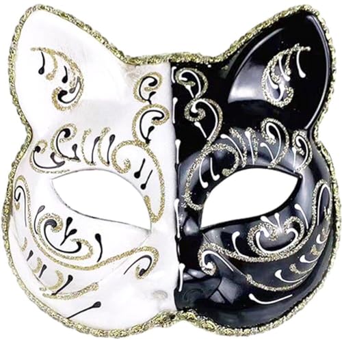 Kreative Katzen Halbe Gesichtsmaske Maskerade Maske Frau Männer Venice Maske Halloween Kostümzubehör Für Cosplay -party von Haowul