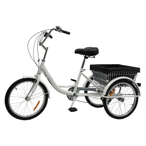 Dreirad für Erwachsene, 50,8 cm (20 Zoll), Fahrrad, 8 Gänge, zusammenklappbar, mit Gemüsekorb und Licht, geeignet für Männer und Frauen, Erwachsene sowie für ältere Menschen, Freizeit, Bewegung usw von Haoxuesen
