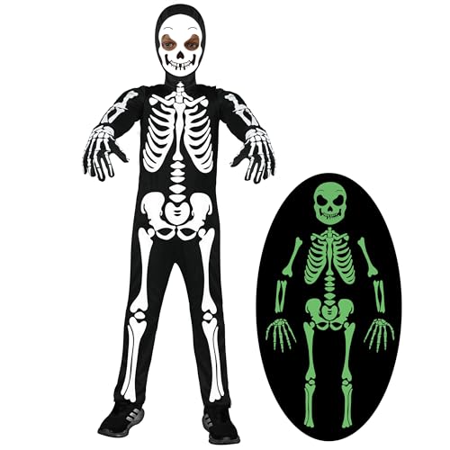 Halloween Kostüm Kinder, Leuchtend Halloween Skelett Kostüme Kinder (4-6 Jahre) von Haozozo