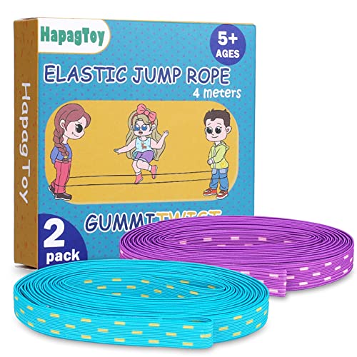 HapagToy Gummitwist Kinder, 2 Stücke Premium Gummitwist Set Länge 4m und Breite 1cm Hüpfgummi Sport für Kinder, Hüpfspiele Stretchseil Outdoor Spielzeug Grün und Lila, Geschenke für Junge & Mädchen HapagToy Gummitwist Kinder, 2 Stücke Premium Gummitwist Set Länge 4m und Breite 1cm Hüpfgummi Sport für Kinder, Hüpfspiele Stretchseil Outdoor Spielzeug Grün und Lila, Geschenke für Junge & Mädchen von HapagToy