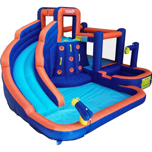 Hapcap Aufblasbares Hüpfhaus für Kinder mit großer gebogener Rutsche, aufblasbarer Bouncer mit Bällebad, Wasserrutsche, 2 Kletterwänden, Luftgebläse für Garten oder Innenbereich Hapcap Aufblasbares Hüpfhaus für Kinder mit großer gebogener Rutsche, aufblasbarer Bouncer mit Bällebad, Wasserrutsche, 2 Kletterwänden, Luftgebläse für Garten oder Innenbereich von Hapcap