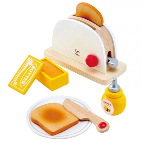 Hape Pop-up-Toaster-Set| Küchen-Fantasiespiel mit Frühstückszubehör für Kinder von Hape von Hape