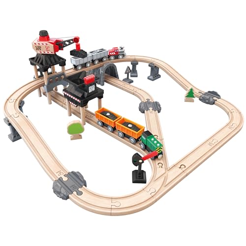 Hape Eisenbahnwelt Bergbau-Set aus Holz, 64 Teile, ab 3 Jahren Mehrfarbig von Hape