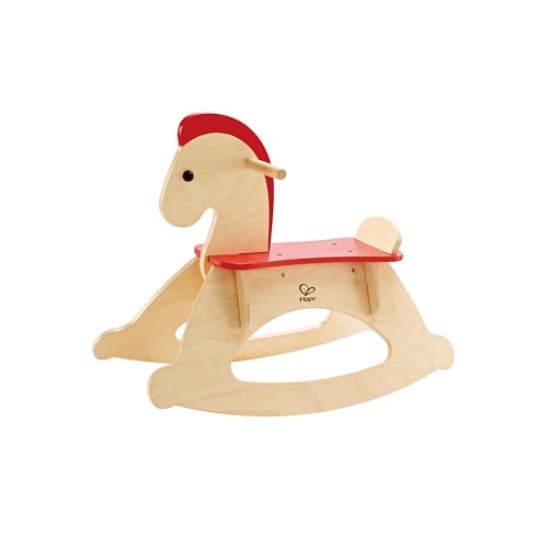 Hape Mitwachsendes Schaukelpferd | Holzschaukelpferd für Kinder, Schaukelpferd zur Schulung des Gleichgewichts mit flexibel einstellbarer Rückenlehne und Schutzbügel von Hape