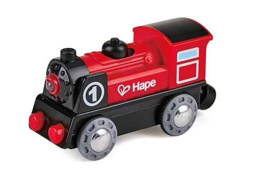 Hape Eisenbahn Batteriebetriebene Lokomotive Nr. 1, mit Licht und Ton, durch Magnete spielend einfach zu verbinden, ab 3 Jahren von Hape
