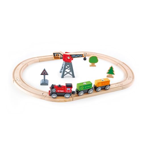 Hape Eisenbahnwelt Frachtlieferung-Eisenbahn, Kreis, 19 Teile aus Holz, ab 3 Jahren von Hape