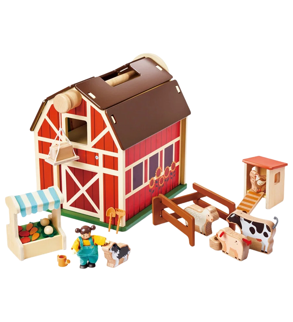 Hape Bauernhaus - 30 cm - Holz - 33 Teile - Happy Farm - Hape - One Size - Spielzeug von Hape