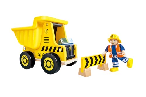Hape Baustellenwagen, Spielzeug, Bauarbeiter, flexibler Eimer und Zubehör, Konstruktionsspielzeug für Kinder von Hape