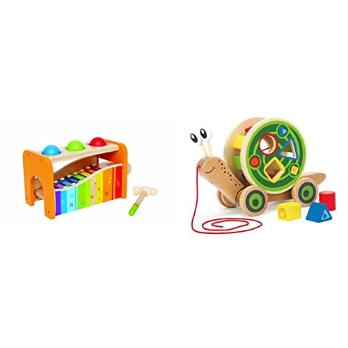 Hape E0349 - Nachzieh-Schnecke, Nachziehspielzeug, inkl. Farb- und Formensortierer, aus Holz, ab 12 Monate & E0305 - Xylophon und Hammerspiel, Klopfbank, aus Holz, ab 12 Monate Hape E0349 - Nachzieh-Schnecke, Nachziehspielzeug, inkl. Farb- und Formensortierer, aus Holz, ab 12 Monate & E0305 - Xylophon und Hammerspiel, Klopfbank, aus Holz, ab 12 Monate von Hape