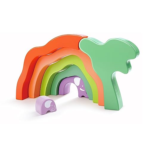 Hape Stapelblöcke Elefanten-Safari, Bogen aus Holz, Montessori Motorikspielzeug Hape Stapelblöcke Elefanten-Safari, Bogen aus Holz, Montessori Motorikspielzeug von Hape