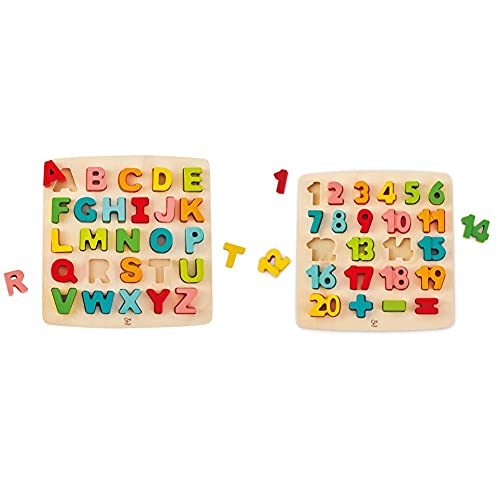 Hape – E1550 – Puzzle mit Zahlen und Rechensymbolen + Puzzle mit Großbuchstaben von Hape