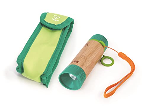 Hape Nature Fun Hand-Taschenlampe zum Kurbeln aus Bambus und pflanzlichem Kunststoff, mit Tasche, ab 4 Jahre von Hape