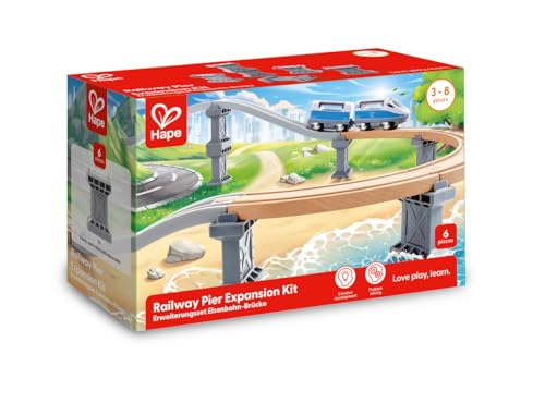Hape Erweiterungsset, Zubehör für Zug aus Holz, 6 Säulen, Lernspiel für Kinder von Hape