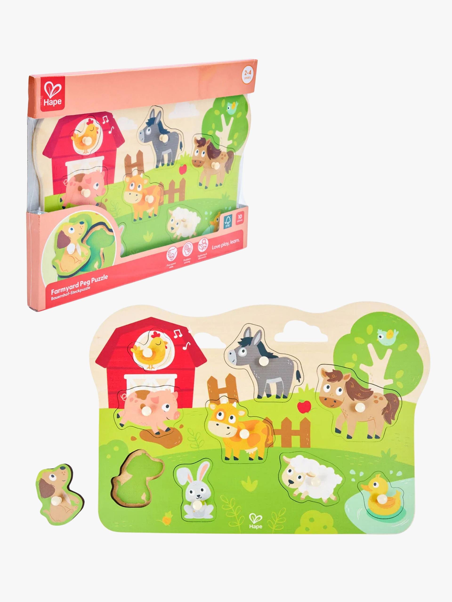Hape Knopfpuzzle Bauernhoftiere 10 Teile von Hape