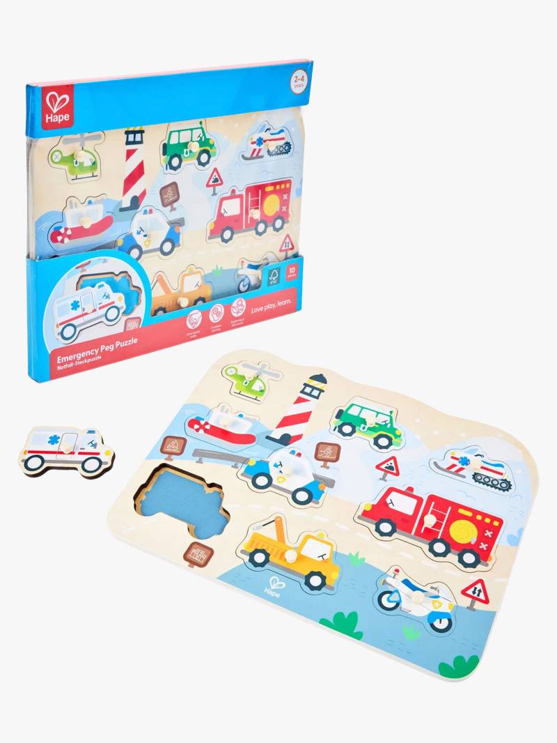 Hape Knopfpuzzle Einsatzfahrzeuge 10 Teile von Hape