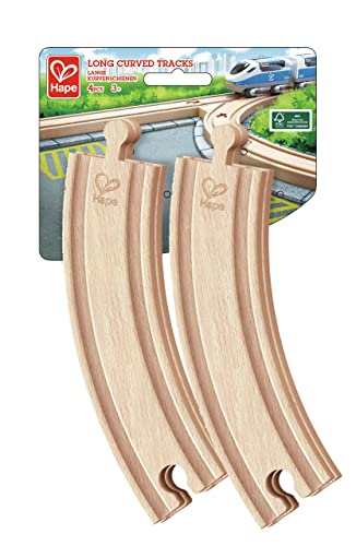 Hape Lange Eisenbahnkurvenschienen Holz, 4 Stück von Hape