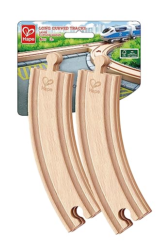 Hape Lange Eisenbahnkurvenschienen Holz, 4 Stück von Hape