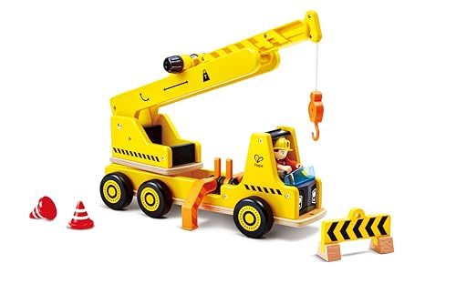 Hape Mobiles Kran- & Baustellenset, ausfahrbarer Kranarm, Rollenspiel für Kinder, aus Holz, ab 2 Jahren von Hape
