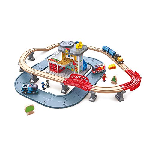 Hape Notfall-Hauptquatier mit Eisenbahnstrecke aus Holz und Straße, ab 3 Jahren Hape Notfall-Hauptquatier mit Eisenbahnstrecke aus Holz und Straße, ab 3 Jahren von Hape