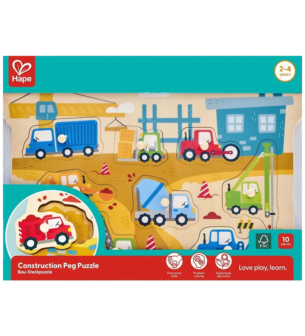 Hape Puzzlespiel - Holz - 9 Teile - Baufahrzeuge - Hape - One Size - Puzzlespiele von Hape